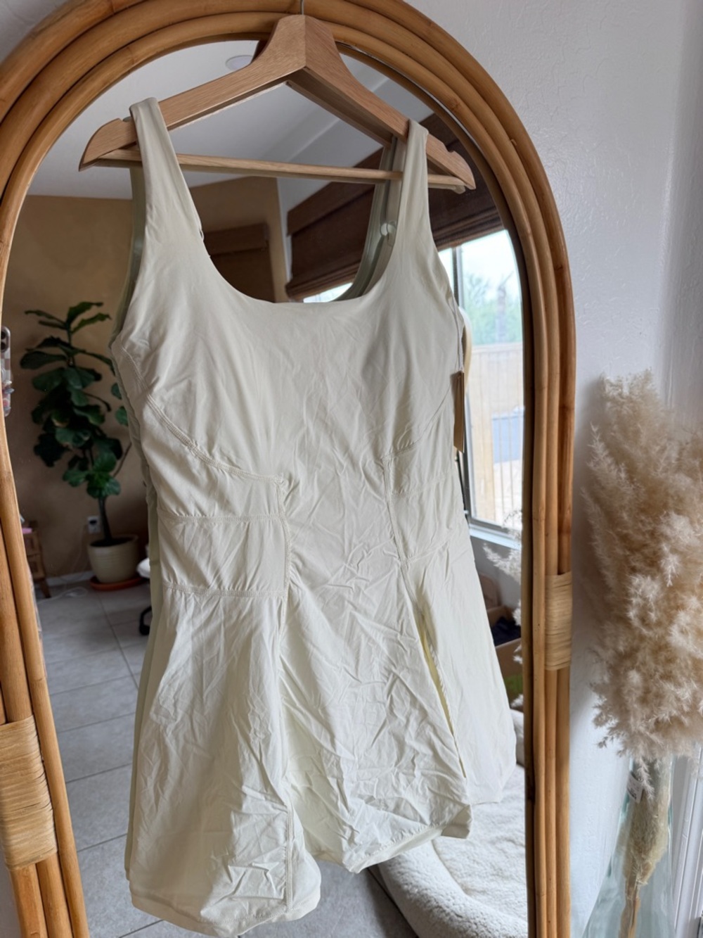 POPFLEX Cream Scoop Neck Fit-and-Flare Dress - Picture 2 of 9